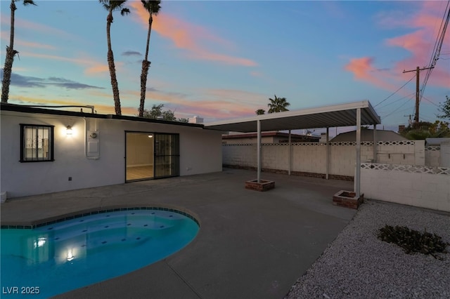 view of pool featuring a fenced in pool and fence