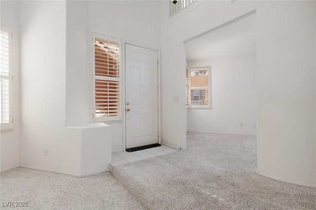 foyer entrance featuring plenty of natural light and carpet floors