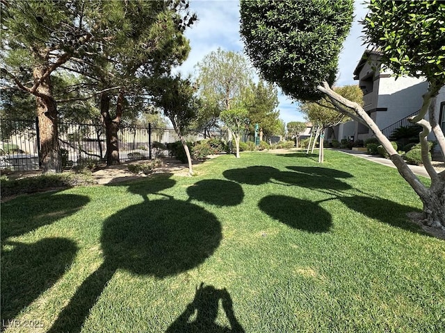 view of yard featuring fence