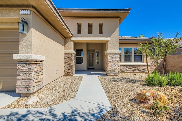 3908 Specula Wing Dr, North Las Vegas, NV 89084 - property entrance with stone siding and stucco siding