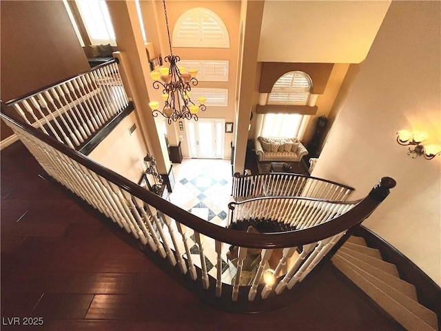 8690 W Ford Ave, Las Vegas, NV 89148 - staircase with a chandelier