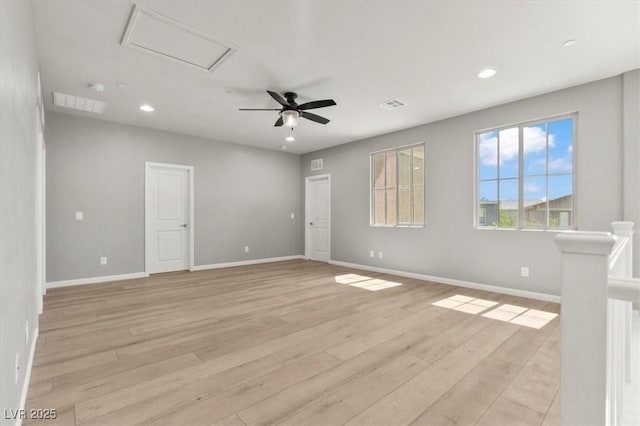 3062 Echoed Rondel Ln, Henderson, NV 89044 - unfurnished room with light wood-style floors, ceiling fan, attic access, and recessed lighting