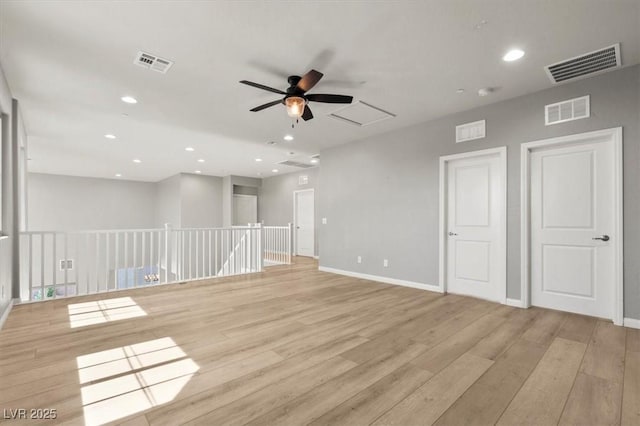 3062 Echoed Rondel Ln, Henderson, NV 89044 - spare room featuring light wood finished floors, ceiling fan, and recessed lighting