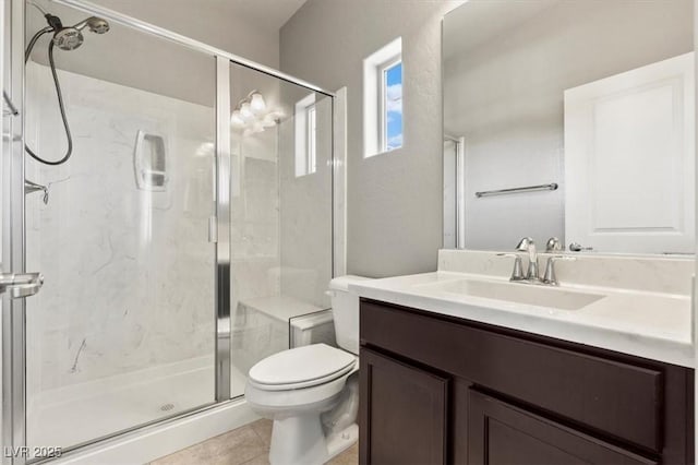 3062 Echoed Rondel Ln, Henderson, NV 89044 - bathroom with vanity, a stall shower, and tile patterned floors