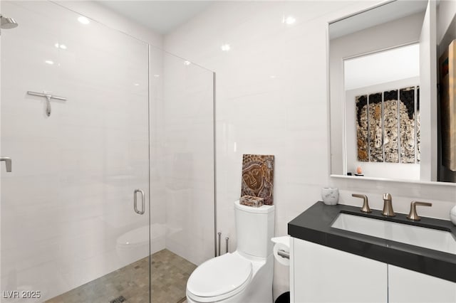 387 Solitude Peak Ln, Henderson, NV 89012 - full bath featuring vanity, a stall shower, and toilet