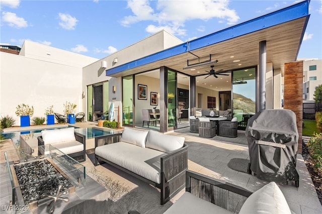 387 Solitude Peak Ln, Henderson, NV 89012 - view of patio / terrace with ceiling fan and an outdoor living space