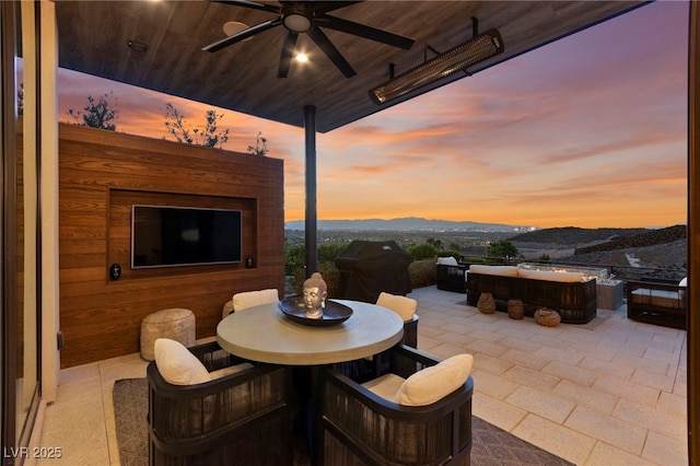 387 Solitude Peak Ln, Henderson, NV 89012 - view of patio / terrace featuring grilling area, ceiling fan, and outdoor dining area