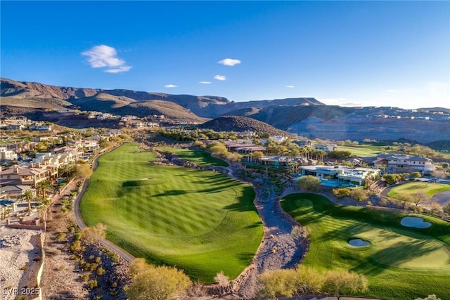 387 Solitude Peak Ln, Henderson, NV 89012 - bird's eye view with view of golf course, a mountain view, and a residential view