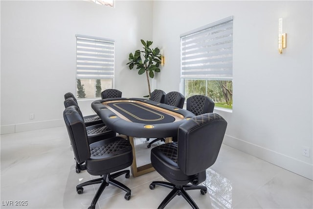 home office with baseboards