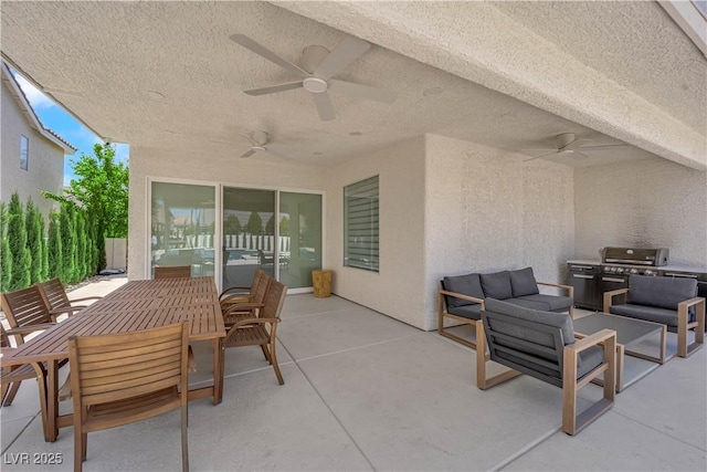 8000 Clock Tower Ct, Las Vegas, NV 89117 - view of patio / terrace featuring ceiling fan, outdoor dining space, and an outdoor hangout area