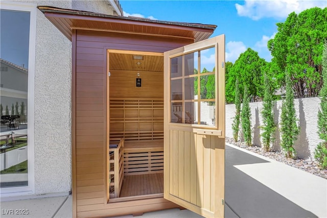 view of sauna