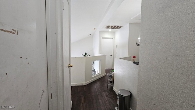 3871 Sir Bret Ct, Las Vegas, NV 89104 - hall with visible vents, wood finished floors, and vaulted ceiling