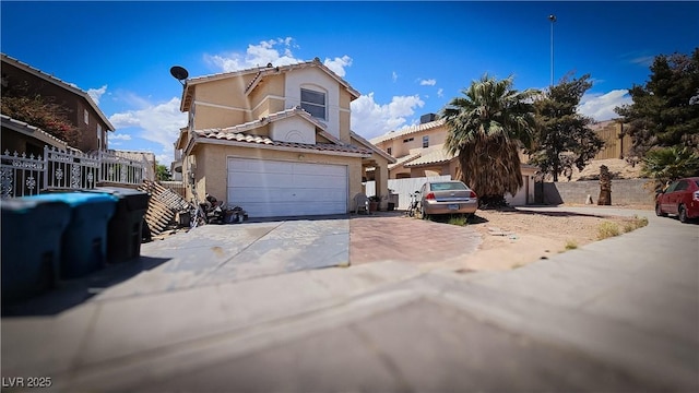 3871 Sir Bret Ct, Las Vegas, NV 89104 - traditional-style house featuring a garage, stucco siding, concrete driveway, and a tiled roof