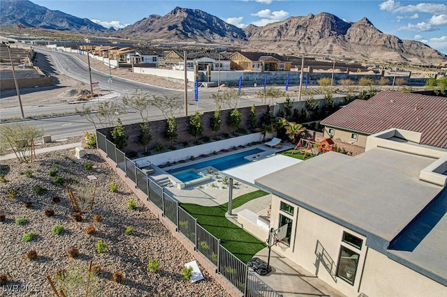 12199 Canyon Sunset St, Las Vegas, NV 89138 - birds eye view of property with a residential view and a mountain view