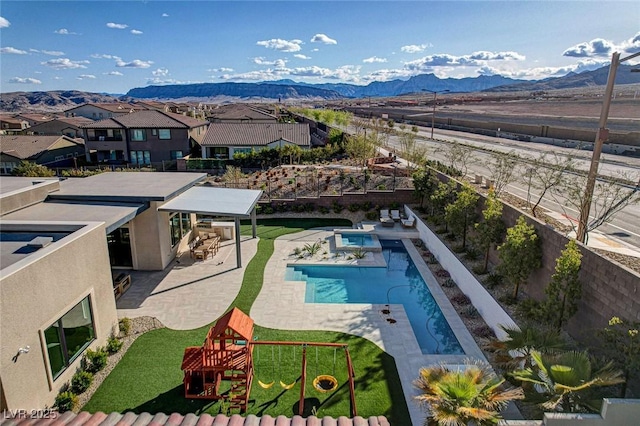 12199 Canyon Sunset St, Las Vegas, NV 89138 - drone / aerial view with a mountain view and a residential view