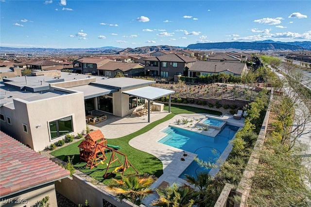 12199 Canyon Sunset St, Las Vegas, NV 89138 - aerial view with a mountain view and a residential view