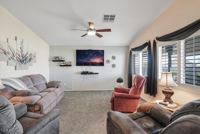1066 Vanlier Ln, Henderson, NV 89015 - carpeted living area with ceiling fan