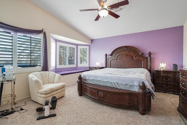 1066 Vanlier Ln, Henderson, NV 89015 - bedroom with lofted ceiling, carpet flooring, baseboards, and ceiling fan