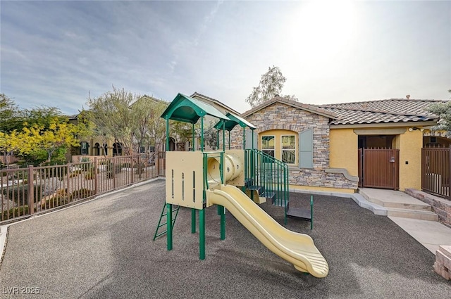 community play area with fence