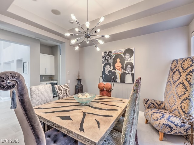 5 Clear Crossing Trl, Henderson, NV 89052 - dining area with a chandelier and beverage cooler