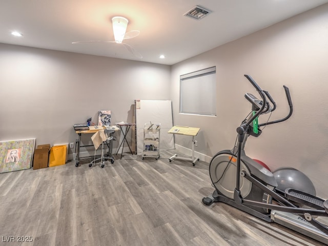5 Clear Crossing Trl, Henderson, NV 89052 - office with wood finished floors, a ceiling fan, and recessed lighting
