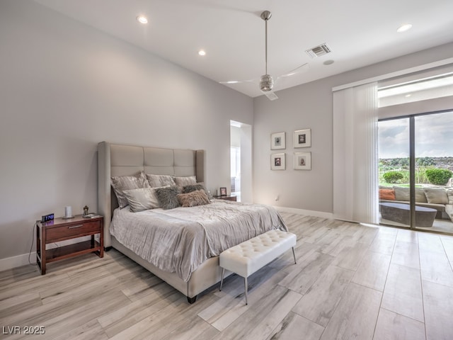 5 Clear Crossing Trl, Henderson, NV 89052 - bedroom with access to outside, light wood-style flooring, and recessed lighting