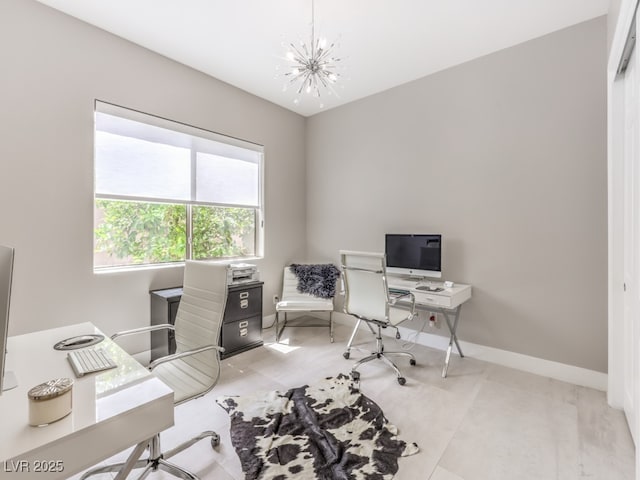 5 Clear Crossing Trl, Henderson, NV 89052 - office area featuring a chandelier and baseboards