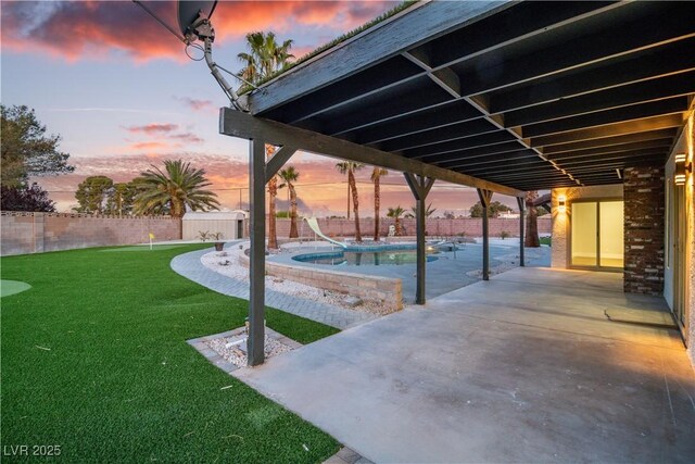 view of patio with a fenced backyard and a fenced in pool