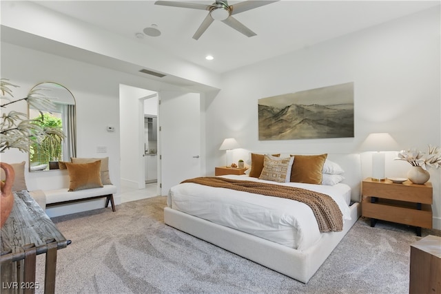 667 Palisade Rim Dr, Henderson, NV 89012 - bedroom featuring carpet, recessed lighting, and ceiling fan