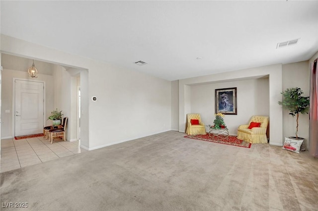 7216 Campolina Ct, Las Vegas, NV 89113 - interior space featuring baseboards, visible vents, carpet, and tile patterned floors
