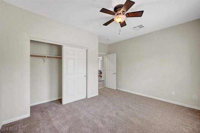 7216 Campolina Ct, Las Vegas, NV 89113 - unfurnished bedroom with a closet, visible vents, carpet flooring, and baseboards