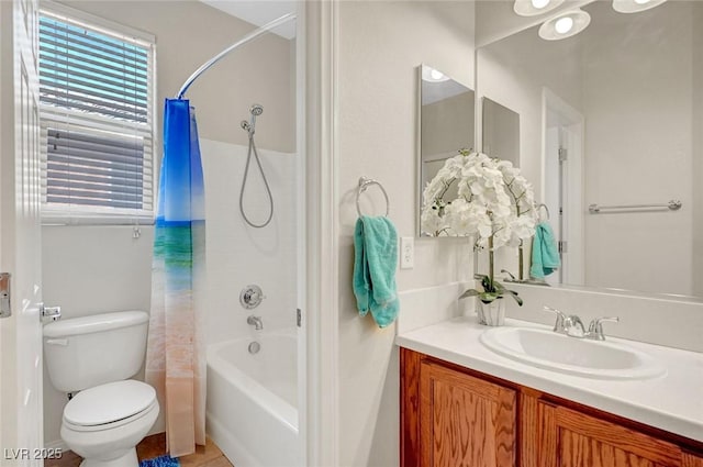 7216 Campolina Ct, Las Vegas, NV 89113 - full bathroom featuring shower / bath combo, toilet, vanity, and plenty of natural light