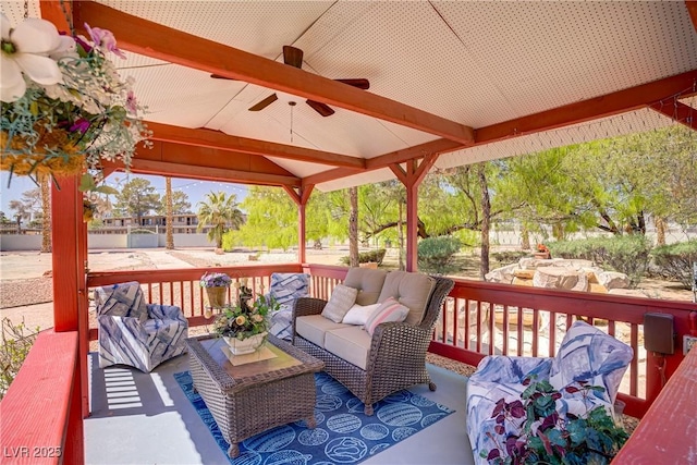 725 N Royal Crest Cir Unit 214, Las Vegas, NV 89169 - deck featuring outdoor lounge area, a gazebo, and ceiling fan