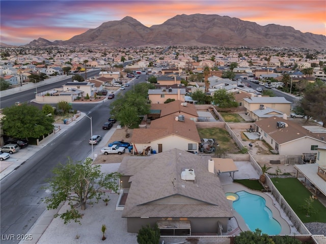 aerial view with a residential view and a mountain view