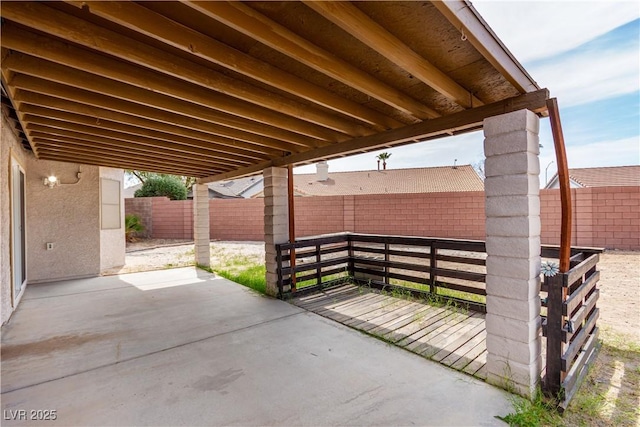 view of patio with a fenced backyard