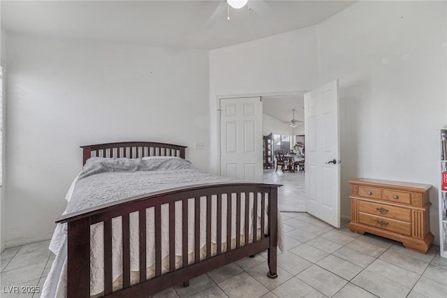 182 Horizon View Dr, Henderson, NV 89015 - bedroom featuring ceiling fan, a high ceiling, and light tile patterned floors