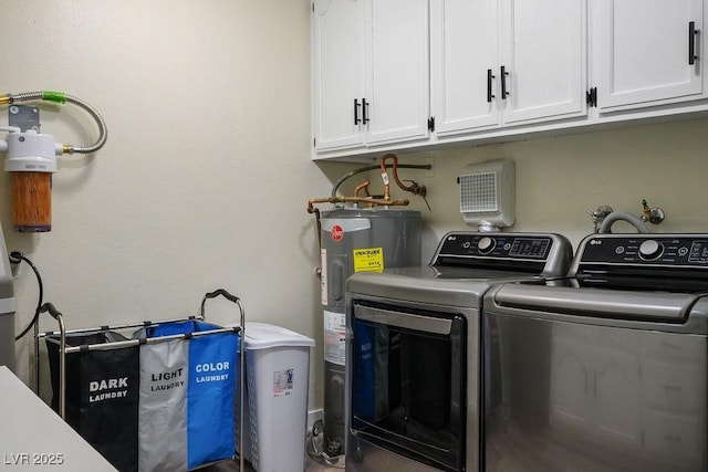 1410 E Serene Ave, Las Vegas, NV 89123 - washroom featuring water heater, separate washer and dryer, and cabinet space