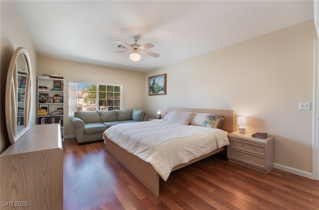 7945 Delbonita Ave, Las Vegas, NV 89147 - bedroom with wood finished floors, ceiling fan, and baseboards