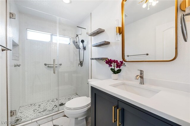 2401 Rice Flower Cir, Las Vegas, NV 89134 - full bathroom featuring toilet, vanity, and a shower stall
