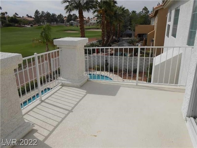 2445 Antler Point Dr, Henderson, NV 89074 - balcony featuring view of pool area and view of golf course