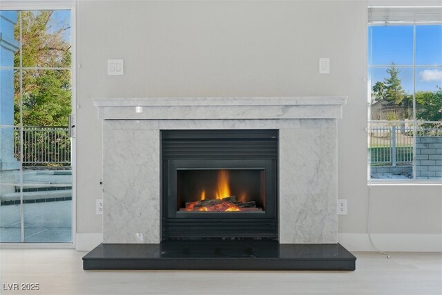 2445 Antler Point Dr, Henderson, NV 89074 - detailed view of a premium fireplace and wood finished floors