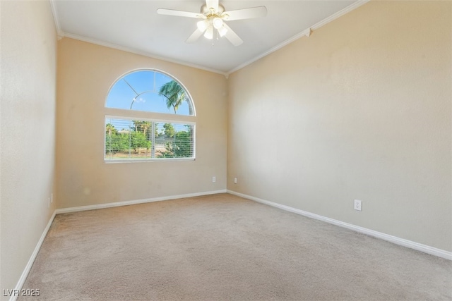 2445 Antler Point Dr, Henderson, NV 89074 - unfurnished room featuring ornamental molding, carpet flooring, a ceiling fan, and lofted ceiling