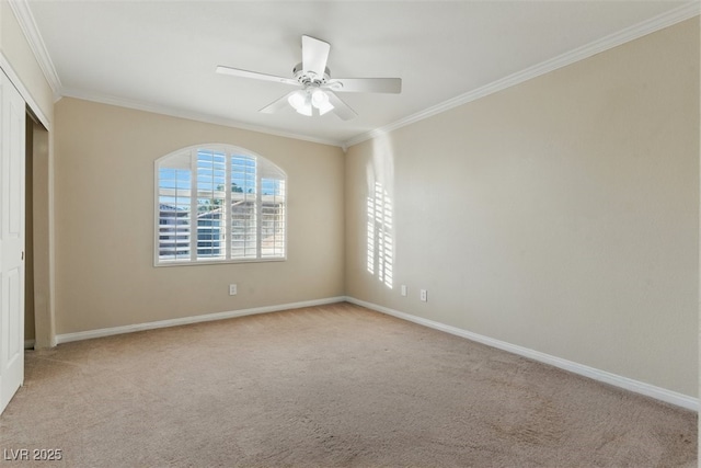 2445 Antler Point Dr, Henderson, NV 89074 - unfurnished bedroom featuring ornamental molding, light colored carpet, a closet, and ceiling fan