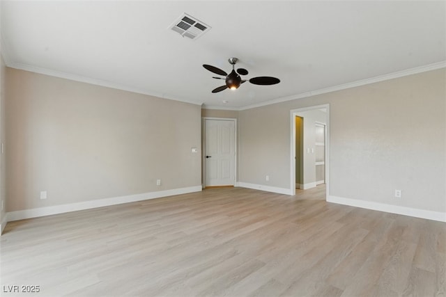 2445 Antler Point Dr, Henderson, NV 89074 - spare room with ceiling fan, ornamental molding, and light wood-type flooring