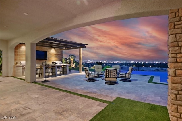 10 Olympia Outlook Dr, Las Vegas, NV 89141 - view of patio with an outdoor kitchen and outdoor wet bar