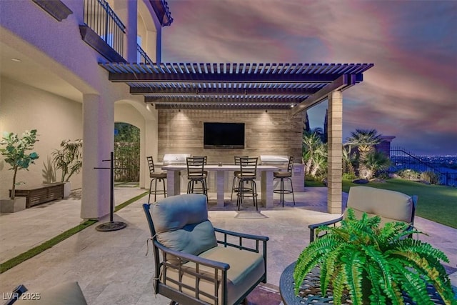 10 Olympia Outlook Dr, Las Vegas, NV 89141 - view of patio / terrace with outdoor dry bar and a pergola