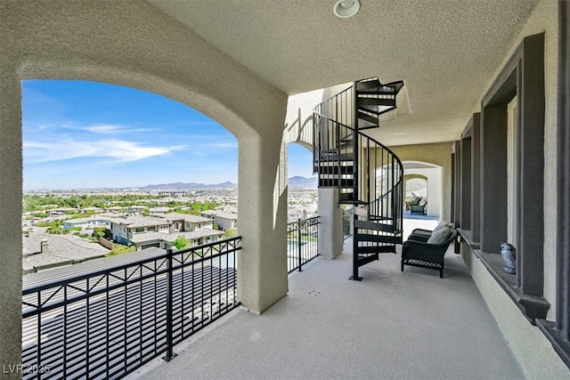10 Olympia Outlook Dr, Las Vegas, NV 89141 - balcony with stairway and a mountain view
