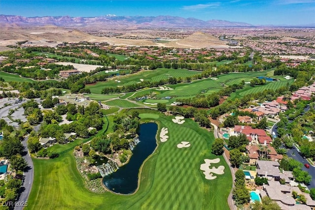 10 Olympia Outlook Dr, Las Vegas, NV 89141 - aerial view with a residential view, view of golf course, and a water and mountain view