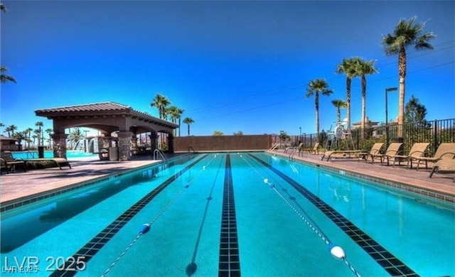 1225 Olivia Pkwy, Henderson, NV 89011 - community pool with a gazebo, a patio area, and fence
