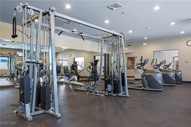 5455 Eleganza Ave, Pahrump, NV 89061 - gym with visible vents, recessed lighting, and plenty of natural light